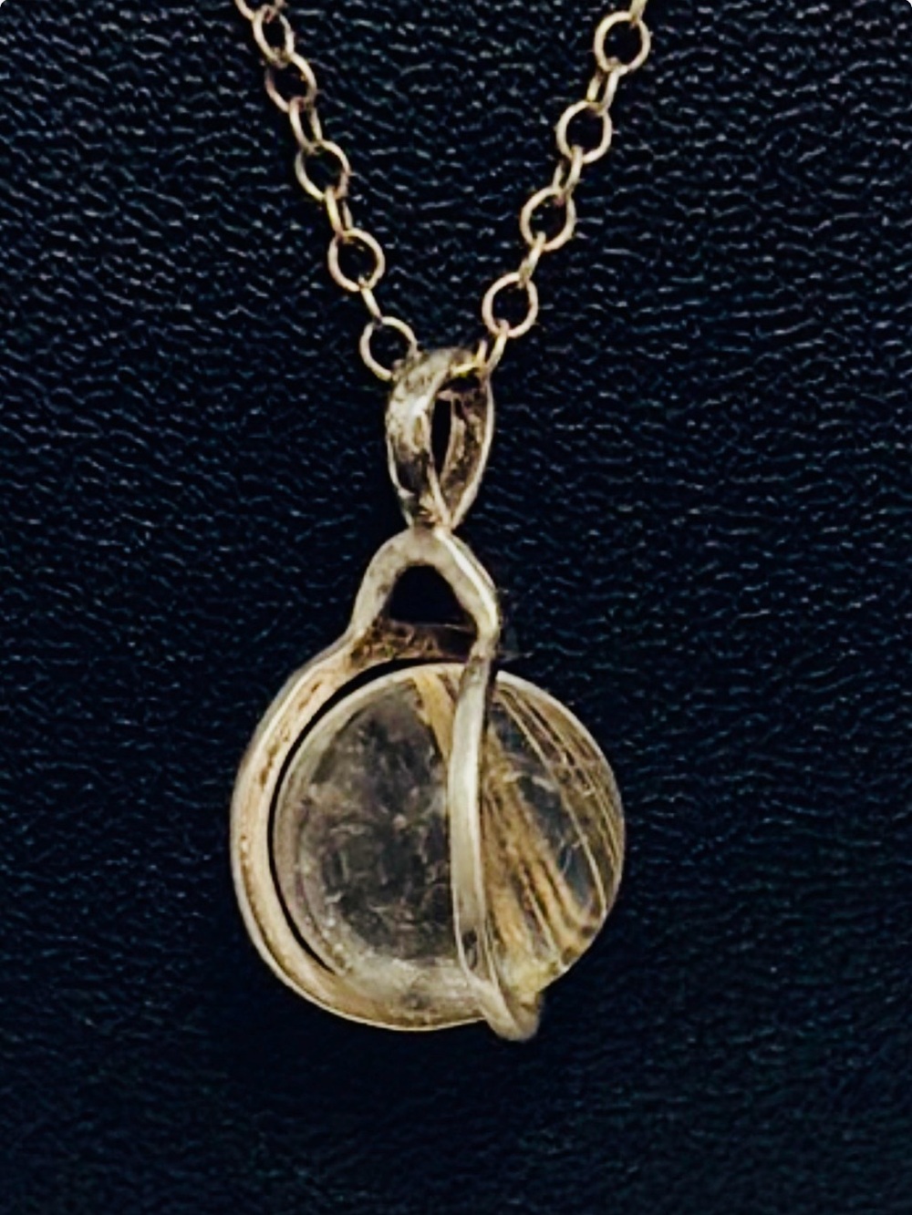 Sosie B Sterling Silver Rutilated Quartz Crystal Ball Orb Pendant Necklace 925